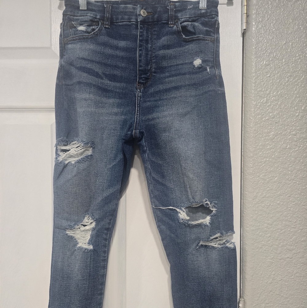American Eagle Outfitters Blue Distressed Skinny Jeans